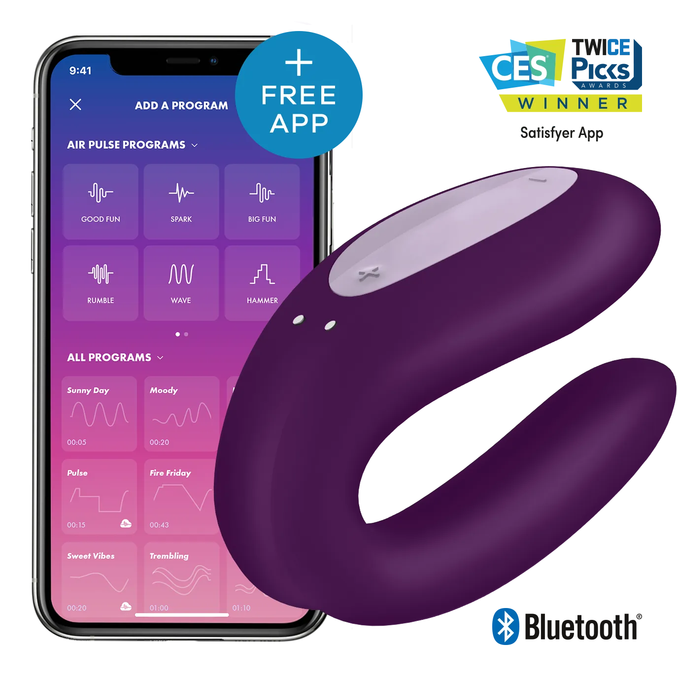 Вибратор для пары Satisfyer Double Joy Partner, 9,1 см (фиолетовый)