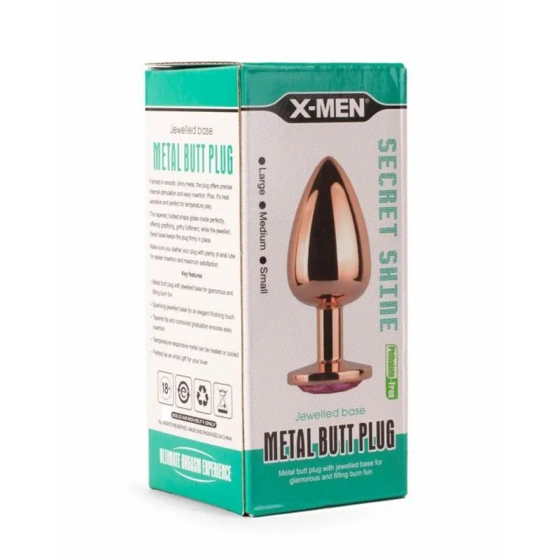 Анальная пробка с кристаллом X-Men Secret Shine Pink Jewell, 8,2 см (розовый)