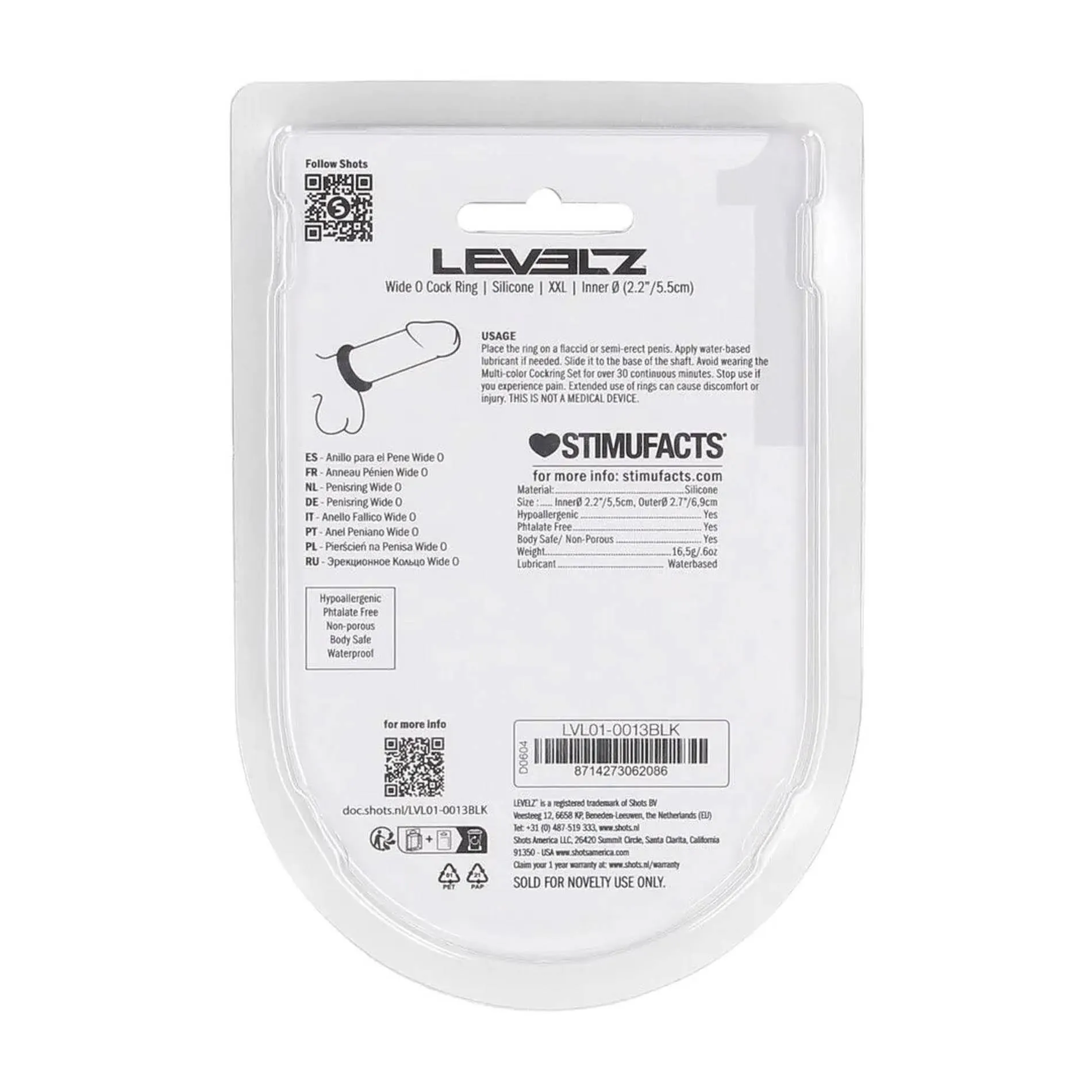 Ерекційне кільце Levelz Wide O Silicone Cockring XXL, 5.5 см
