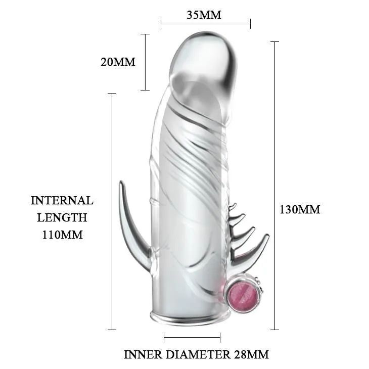 Насадка на пеніс Baile Penis Sleeve With Vibration, 13 см (прозорий)
