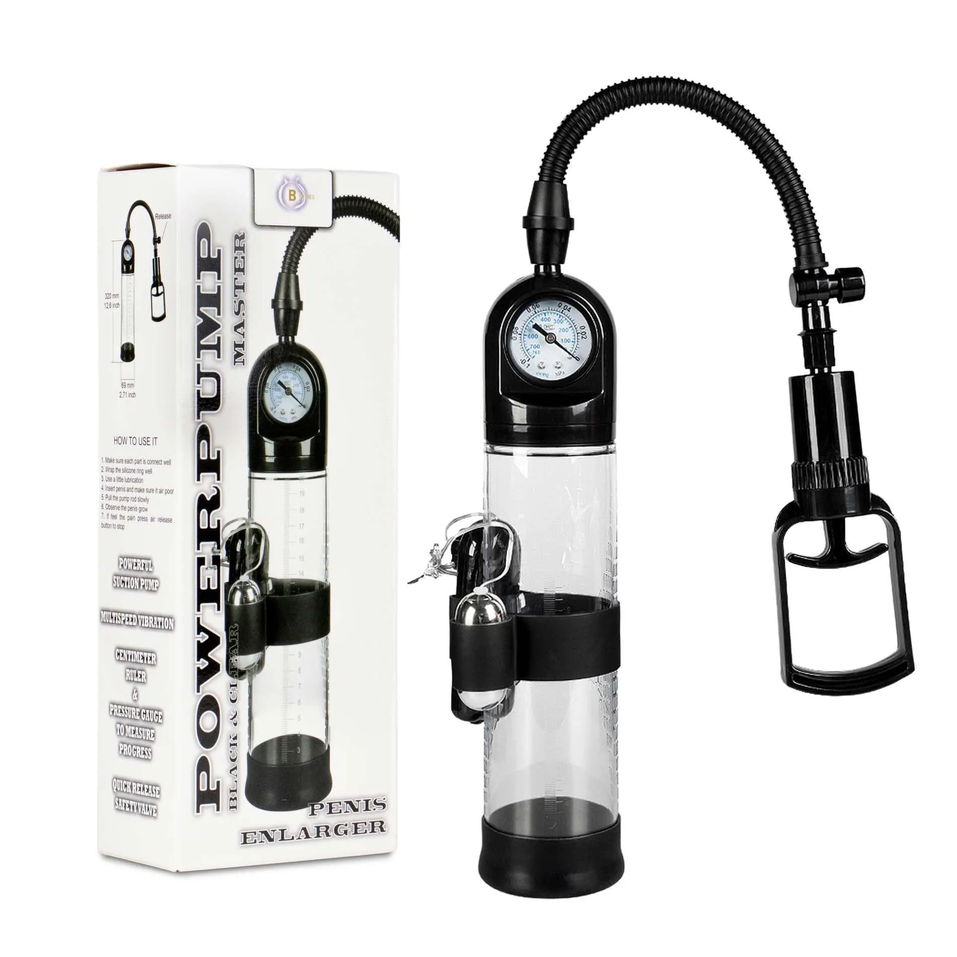 Помпа для пениса B - Series Power Powerpump Master Vibrating (прозрачный)