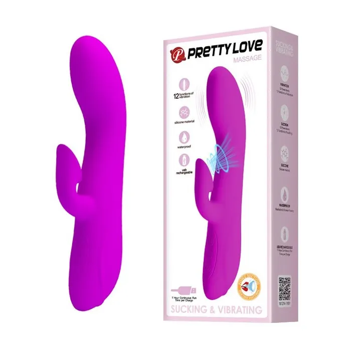 Pretty Love Desirable Flirt - Wibrator z bezdotykowym masażerem łechtaczki, Fioletowy, 19 cm