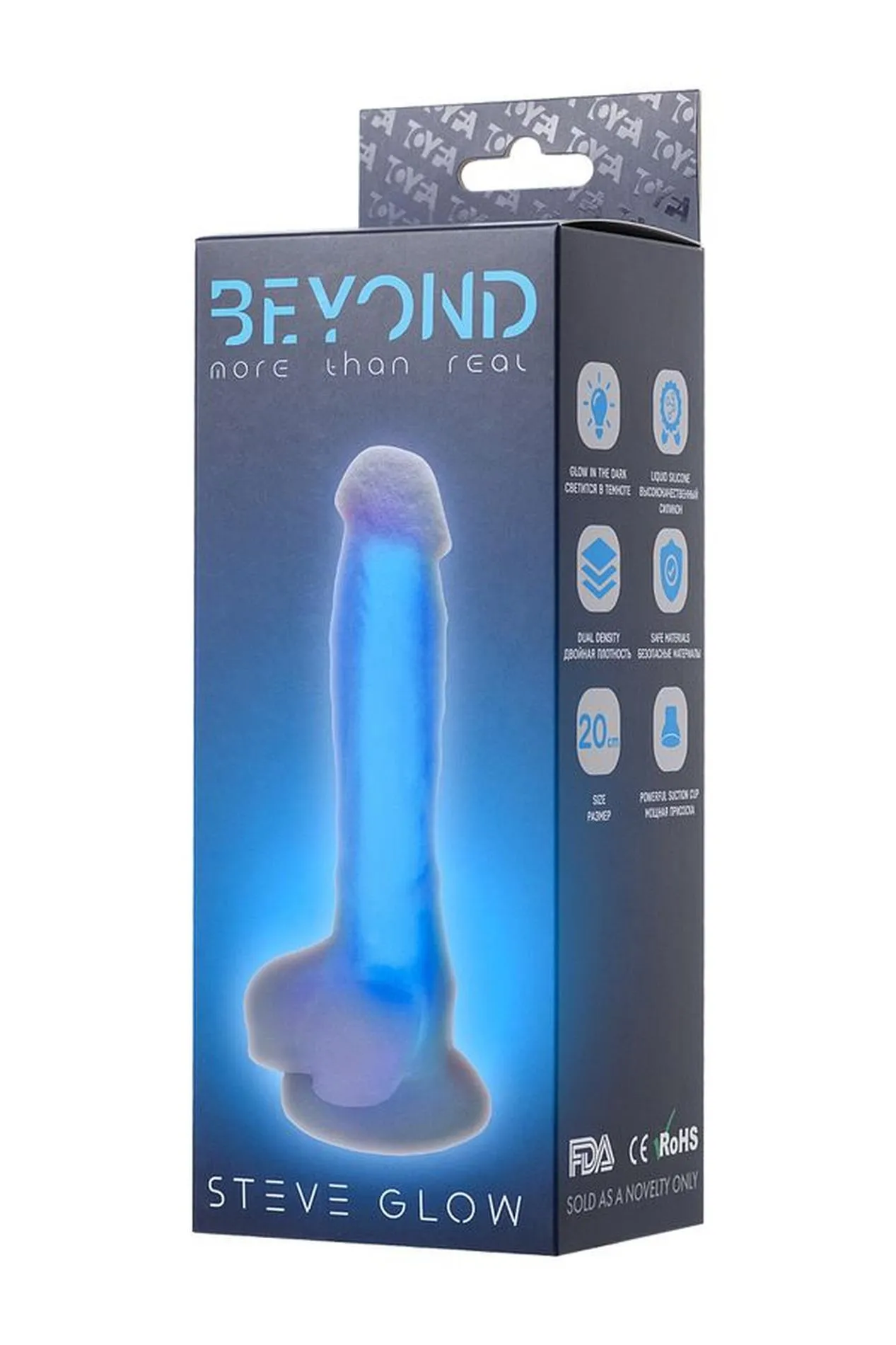 Toyfa Beyond Steve Glow - Dildo, Niebieski, 19 cm