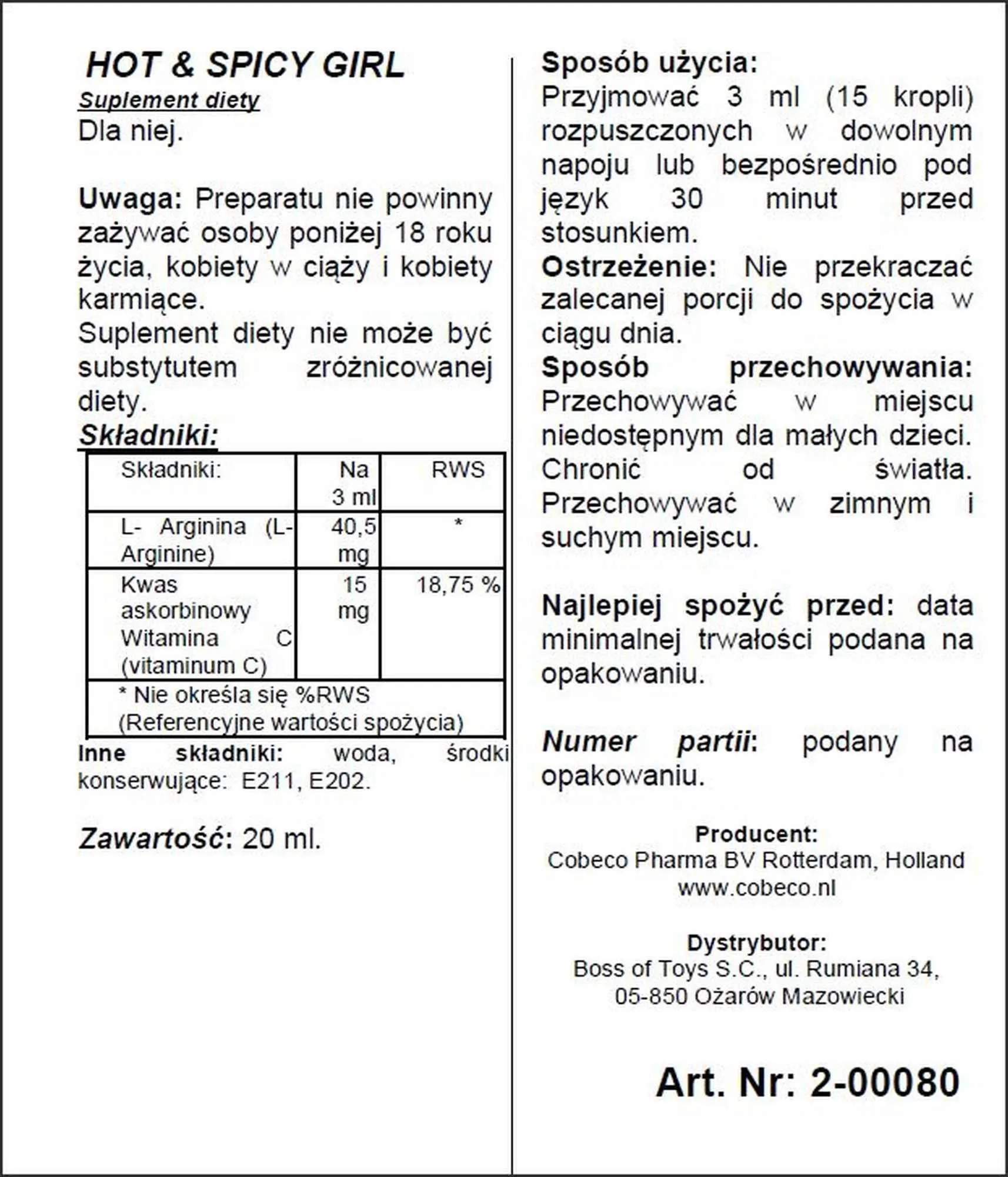Збуджувальні краплі для жінок Hot Spicy Girl, 20 мл