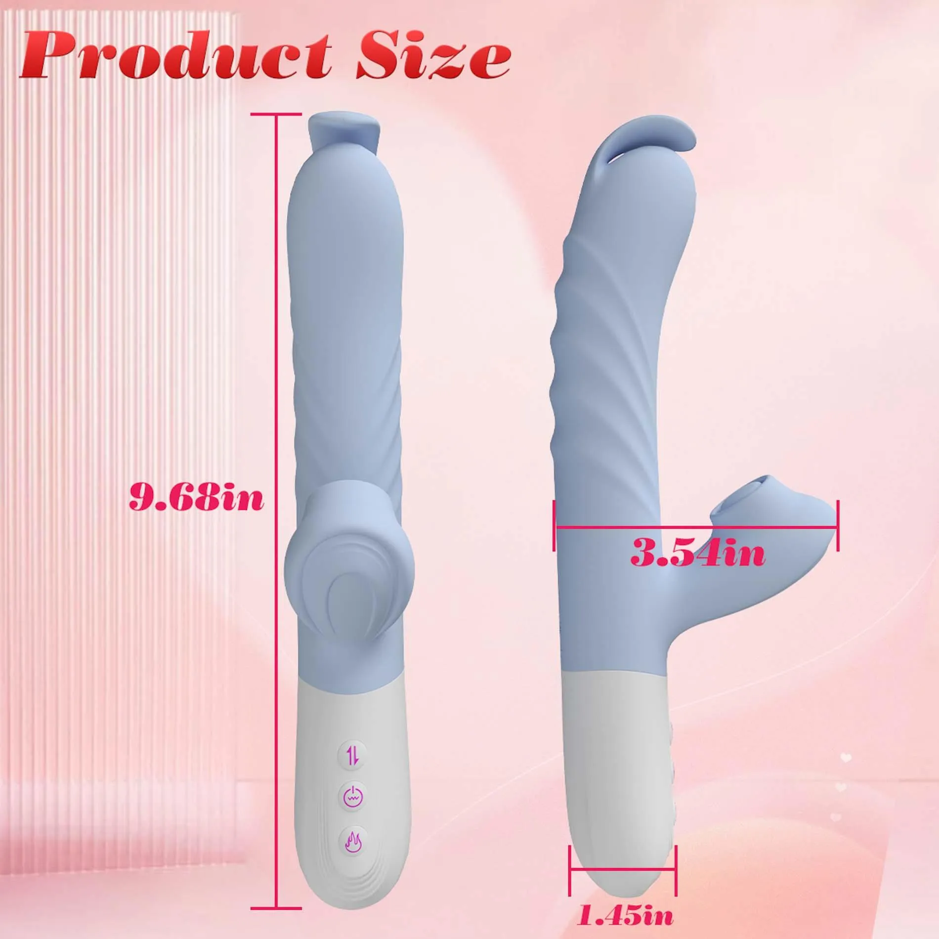 B - Series Fox Fox Thrusting Heating - Wibrator, Niebieski, 24.6 cm