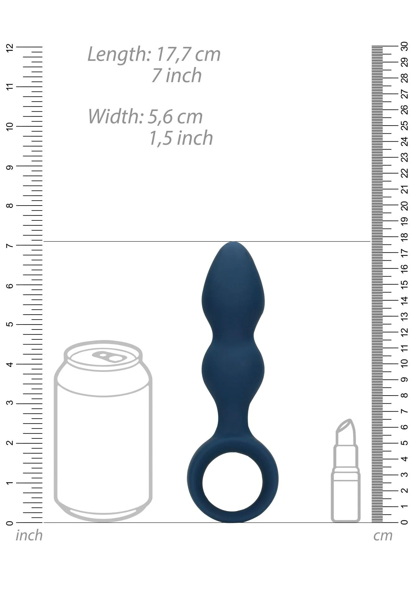 Loveline Anal Plug - Korek analny, Niebieski, 17.7 cm
