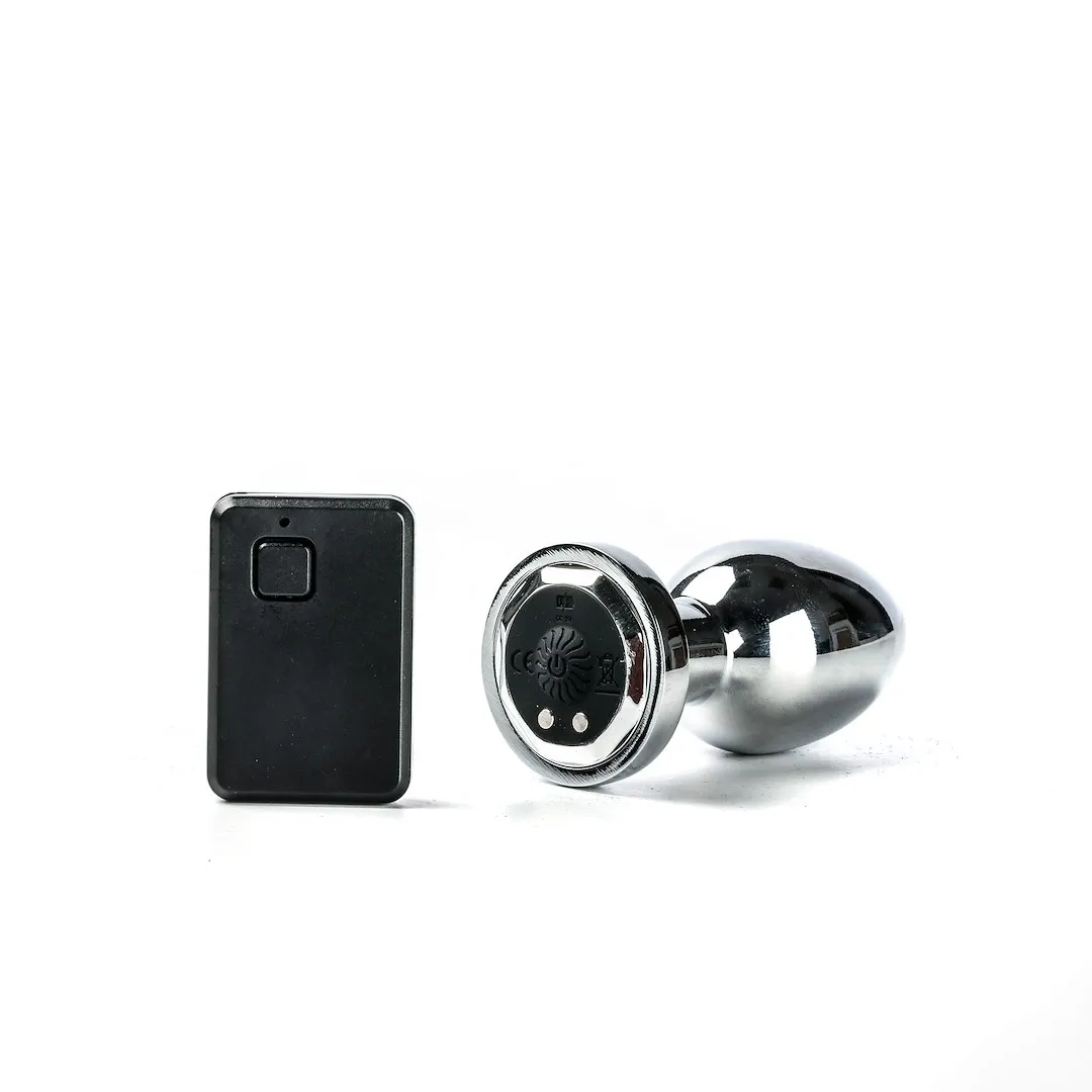 Simply Pleasure Korek Analny Wibrujący Sterowany Zdalnie Ładowany USB - Korek analny, Srebro, 8.4 cm
