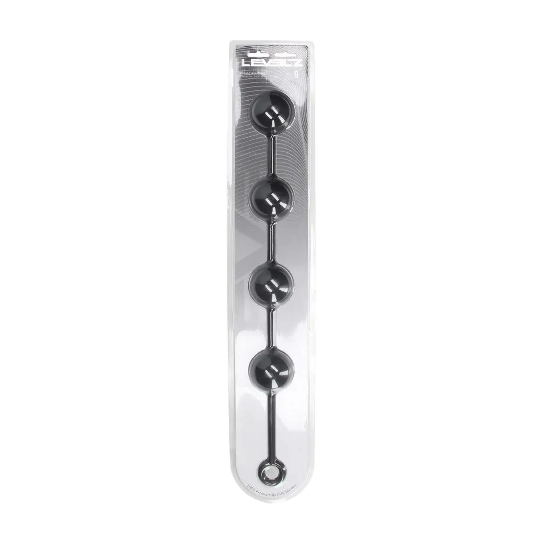 Shots Round Silicone Anal Balls - Łańcuszek analny, Czarny, 52.5 cm