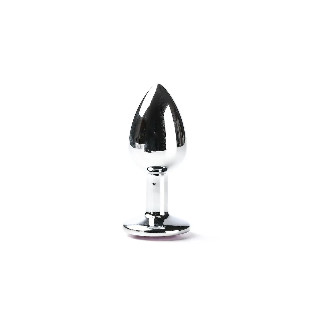 Simply Pleasure S - Korek analny z kryształkiem, Srebro, 7 cm, S
