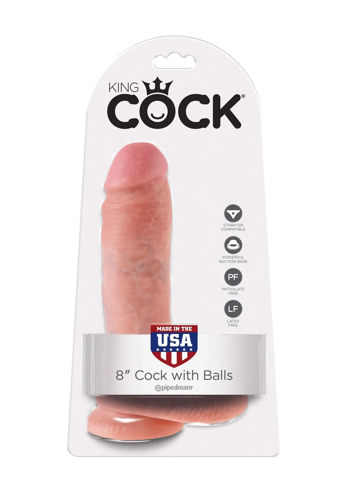 Фалоімітатор на присосці King Cock 8, 20 см (тілесний)