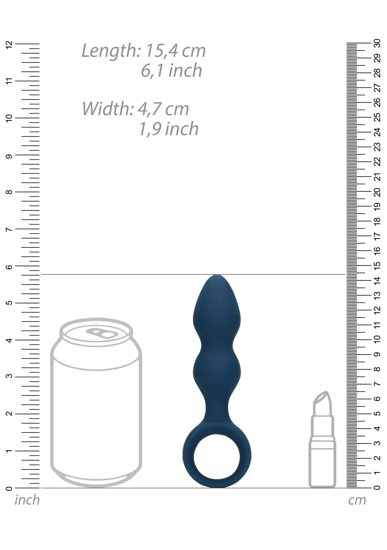 Loveline Anal Plug - Korek analny, Niebieski, 15.4 cm, M