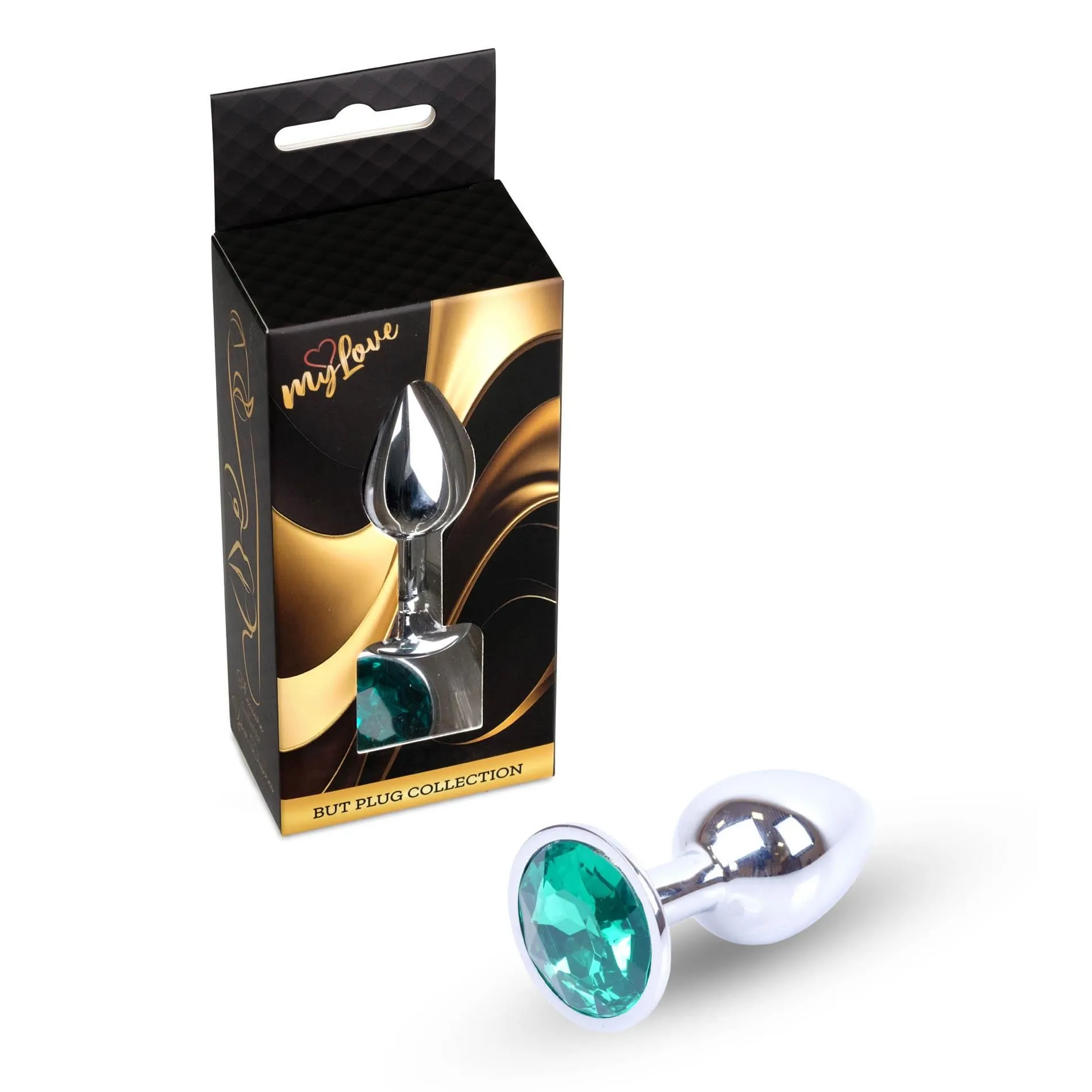 Анальная пробка MyLove Toys Jewellery Silver Plug, 7 см (зеленый)
