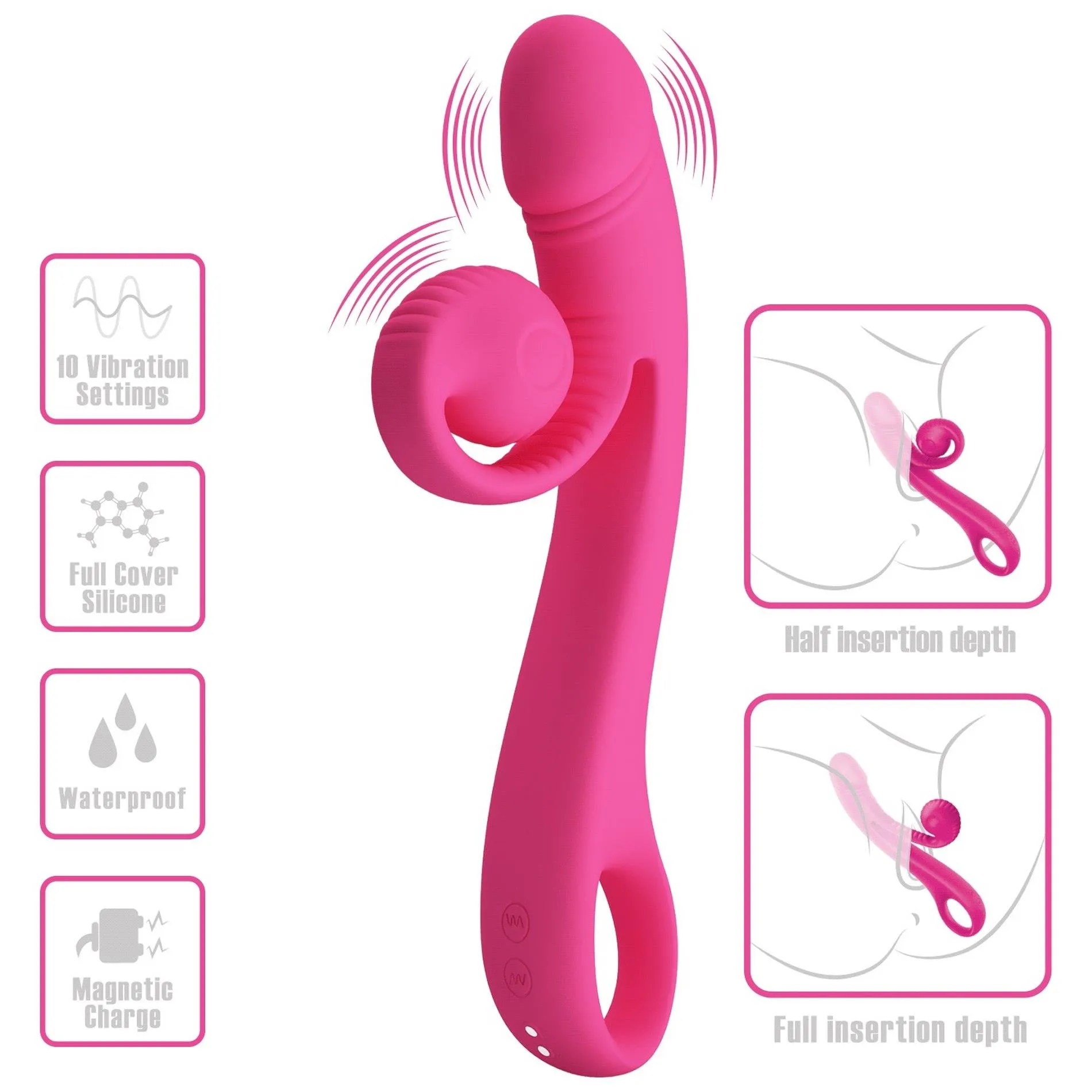 Вибратор Pretty Love Romance Beau Snail, 23 см (розовый)