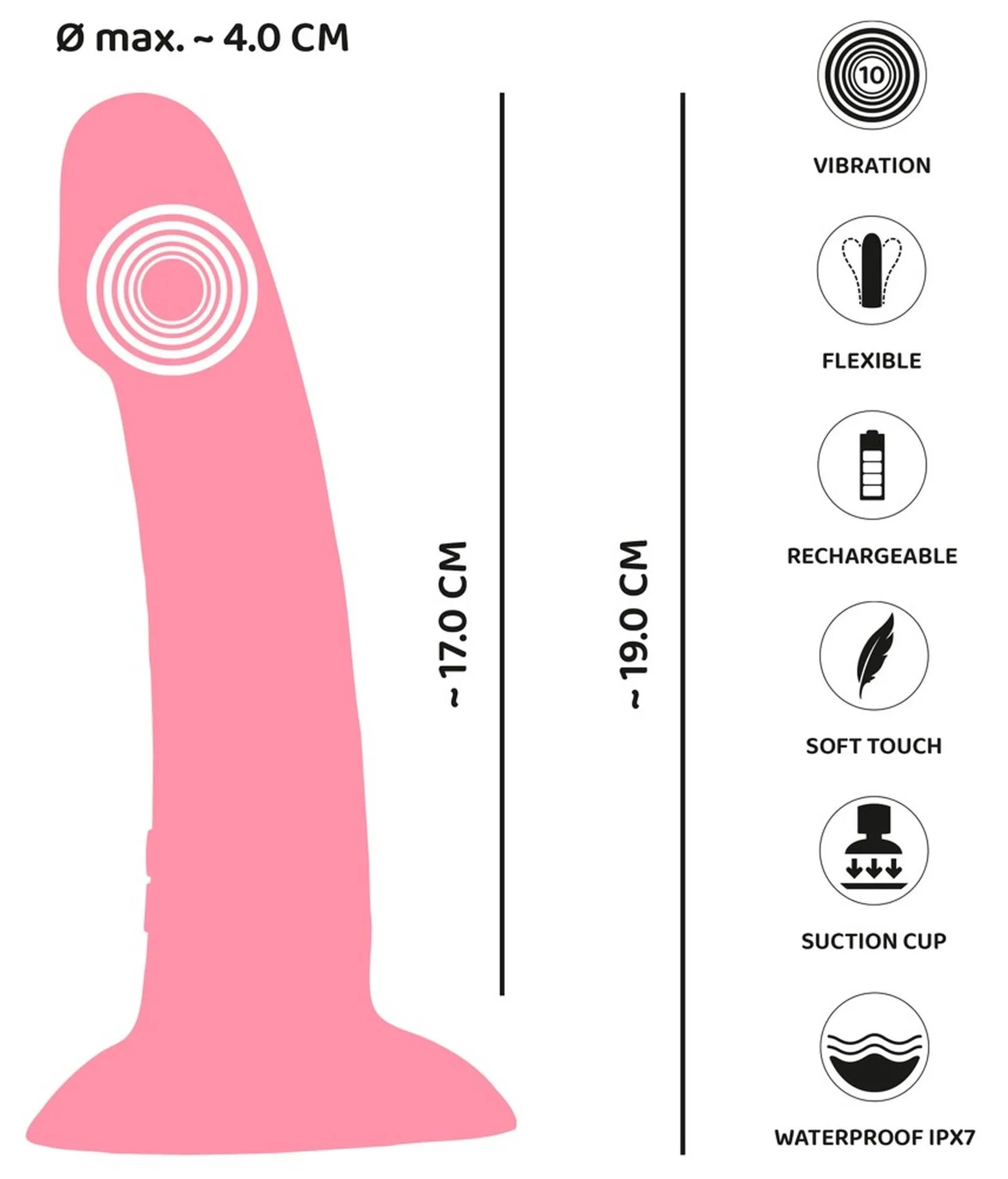 You2Toys Heart Guy - Wibrator, Różowy, 19 cm
