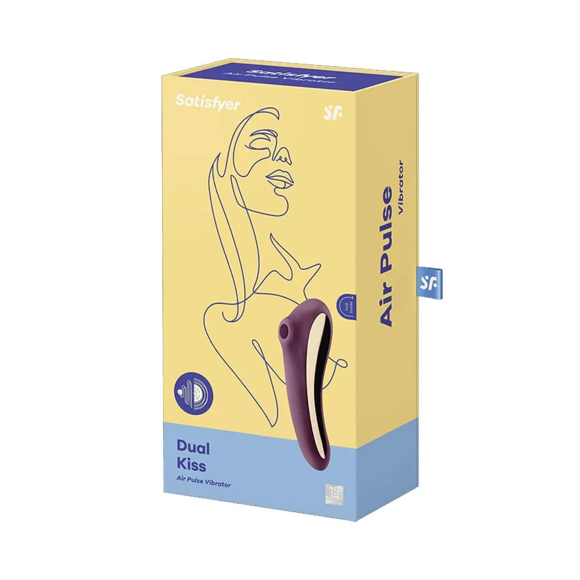 Satisfyer Dual Kiss - Bezdotykowy stymulator łechtaczki z wibracjami, Fioletowy, 19 cm