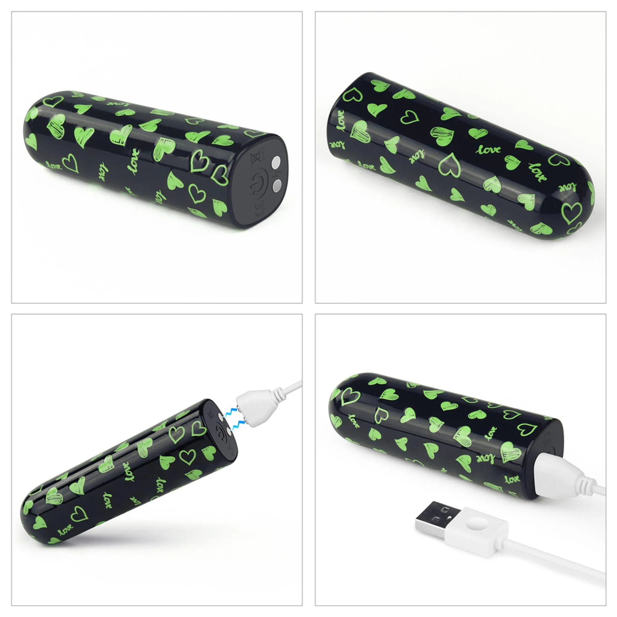 Вибратор для клитора LoveToy Heart Massager Glow In The Dark, 8,5 см (черный)