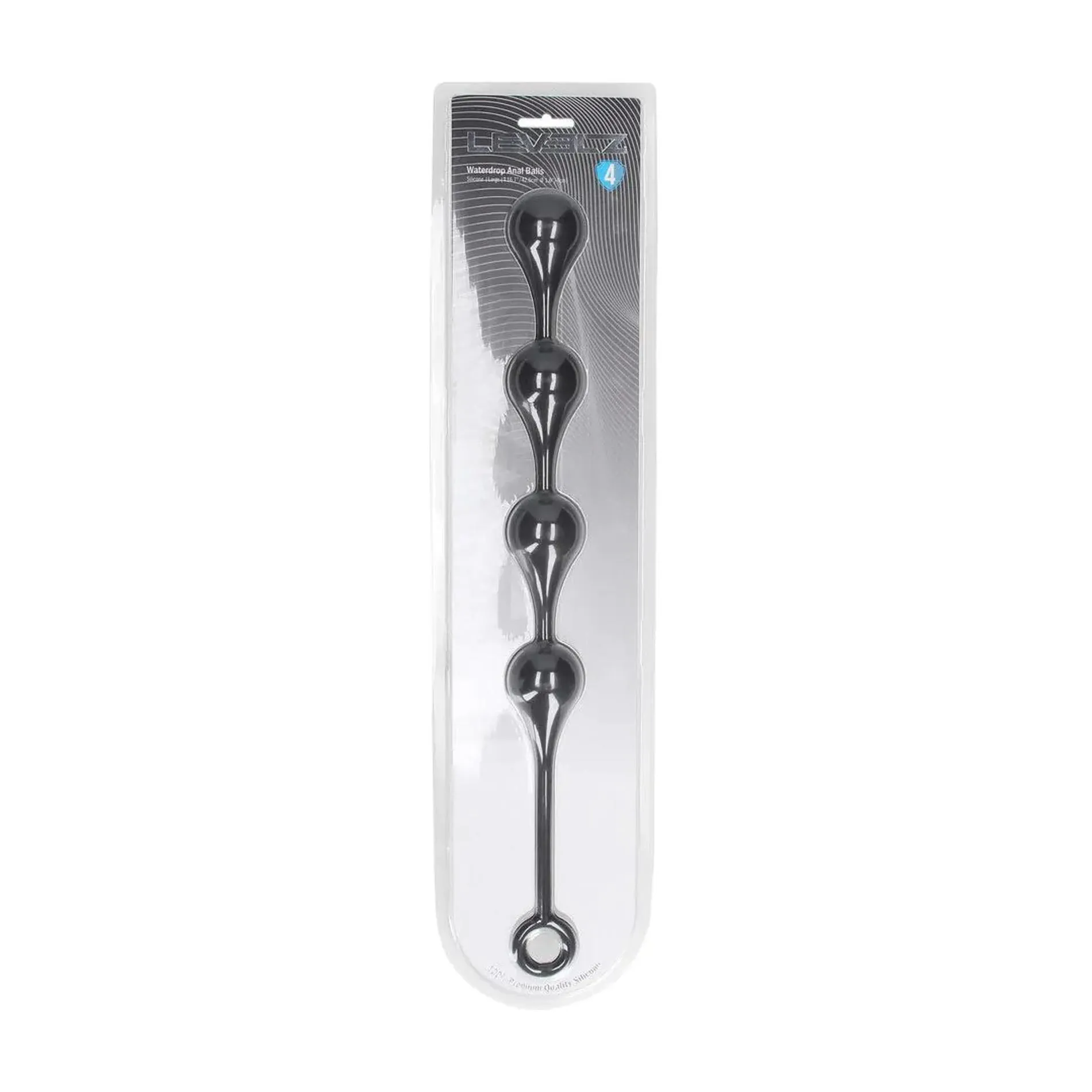 Shots Waterdrop Silicone Anal Balls - Kulki analne, Czarny, 39.5 cm