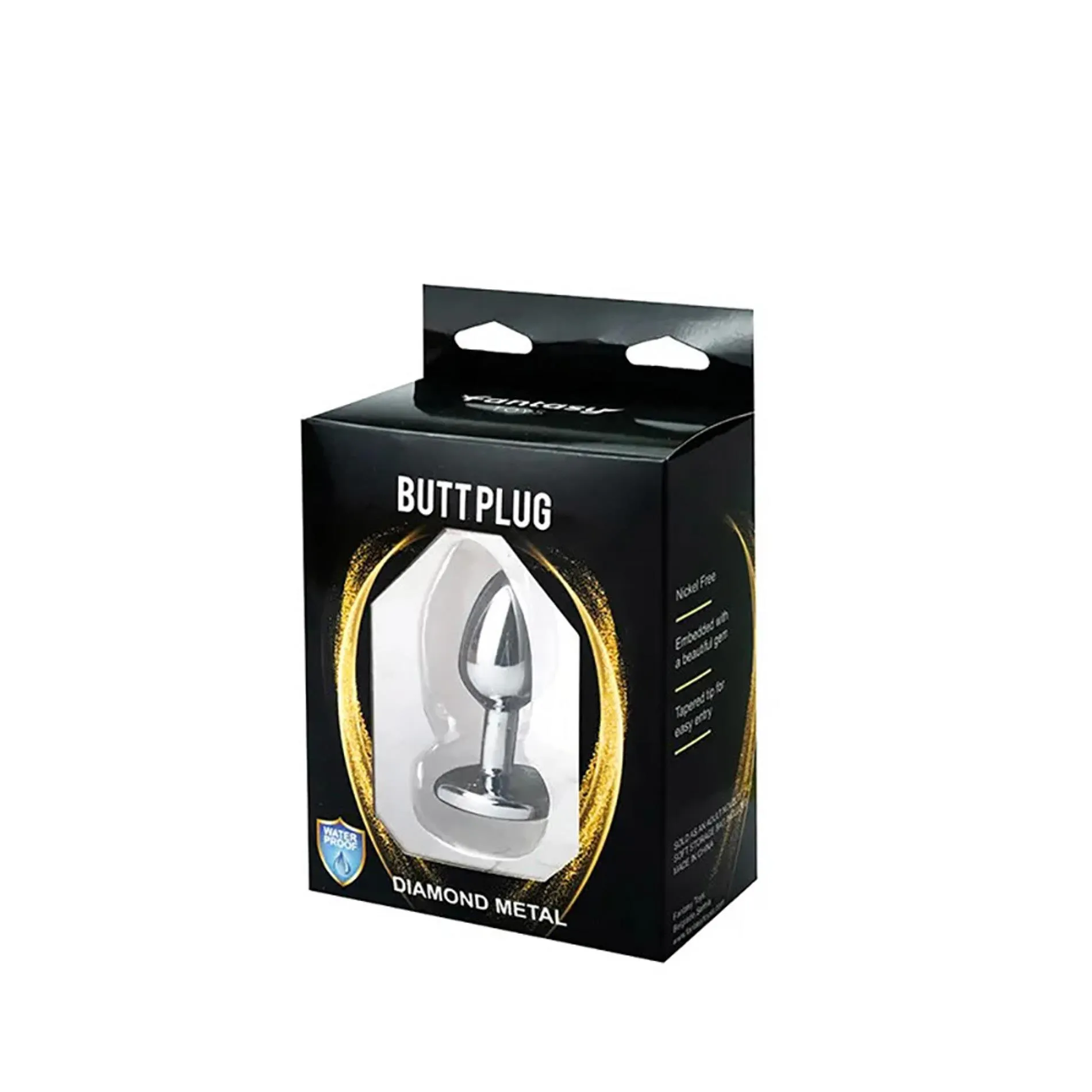 Анальная пробка Fantasy Silver Butt Plug Heart-Shaped M, 8 см (черный)