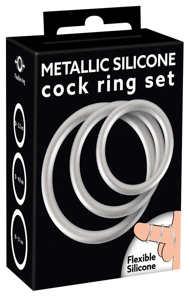 Набор эрекционных колец Metallic Cock Ring Set, 3 шт (серебристый)