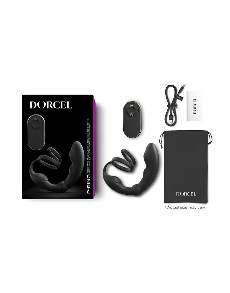 Dorcel P-Ring - Masażer prostaty z pierścieniem erekcyjnym, Czarny, 18 cm
