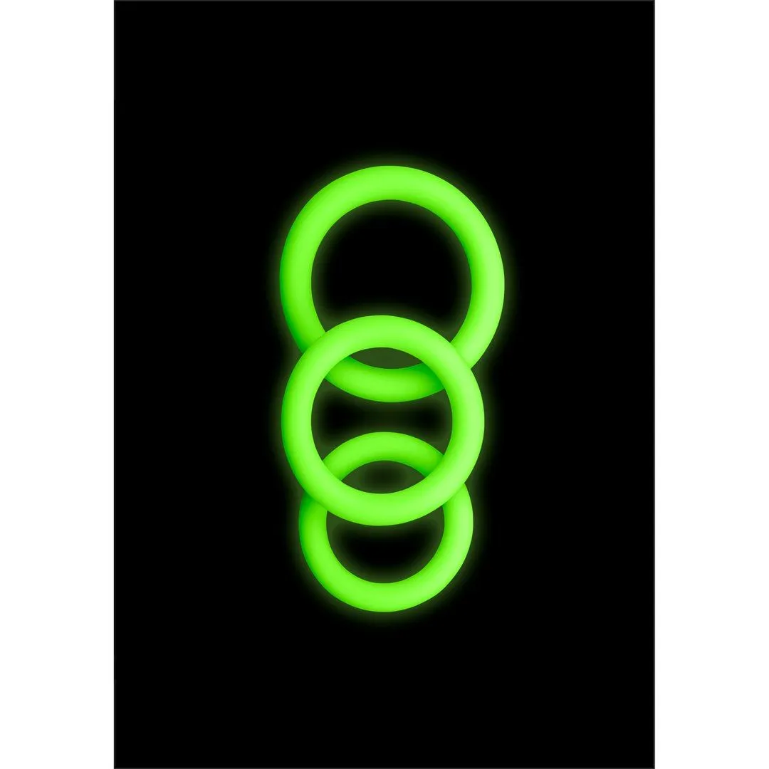 Ouch Glow in the Dark - Zestaw pierścieni erekcyjnych, Neon Green, 3.2 cm