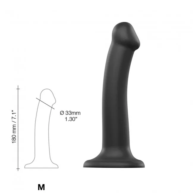 Strap-on-me Bendable Double Density - Dildo, Czarny, 18 cm, M
