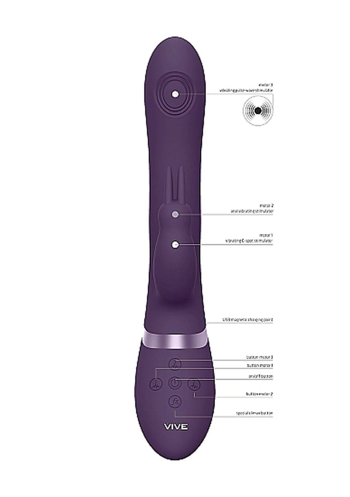 Vive Rini - Wibrator, Fioletowy, 22 cm
