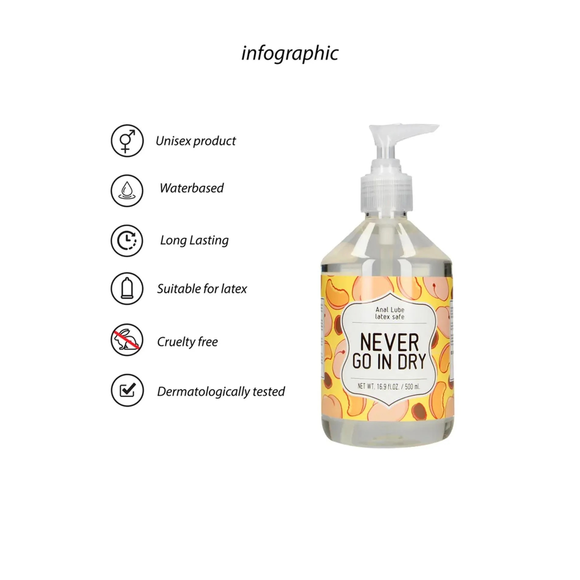 S-Line Never Go In Dry - Lubrykant analny, Bezzapachowy, 500 ml