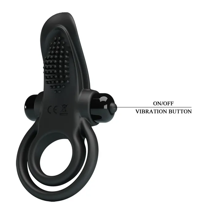 Эрекционное кольцо на пенис с вибрацией Pretty Love Vibro Penis Ring, 11,3 см (черный)