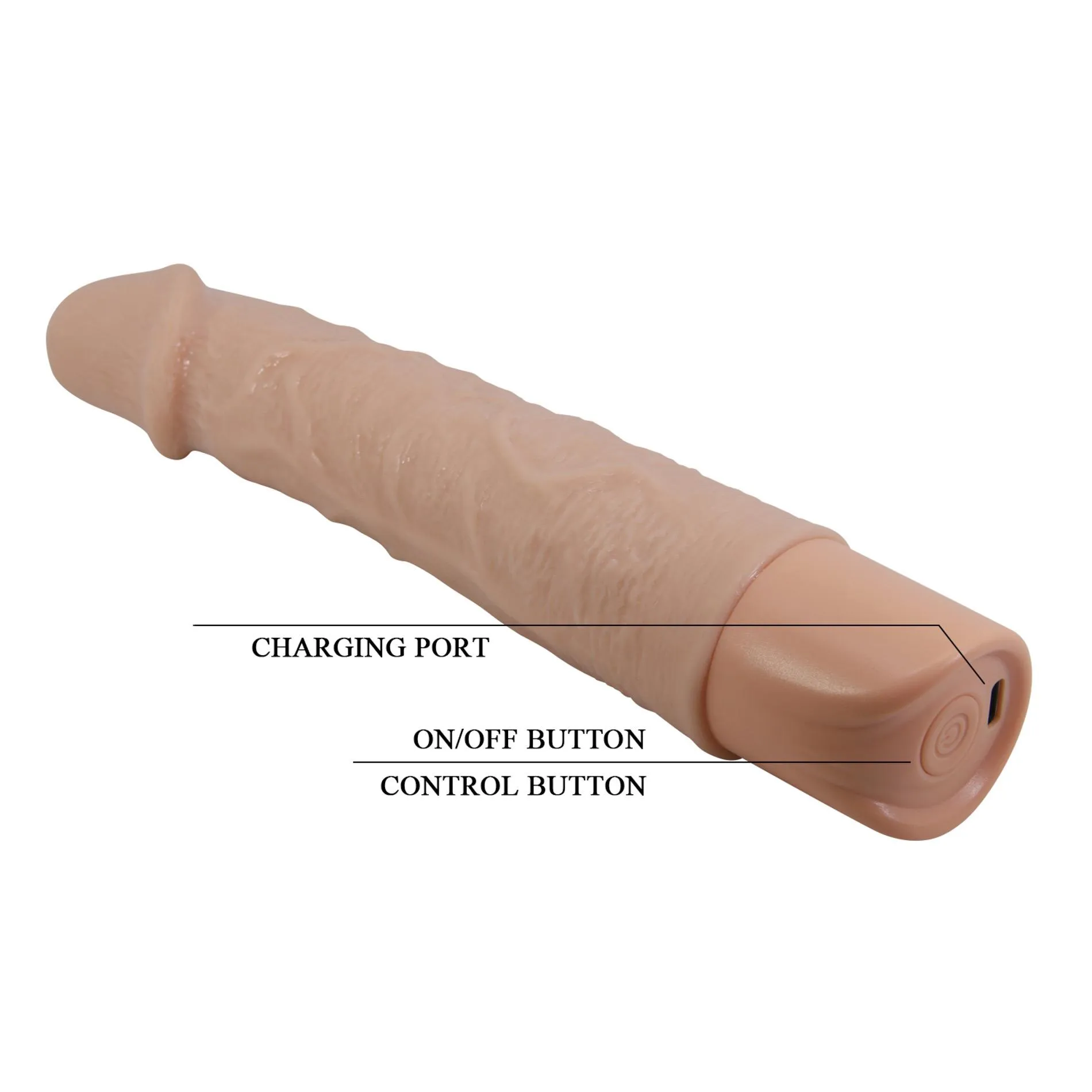 Pretty Love Leander Realistic - Wibrator, W kolorze cielistym, 20.3 cm