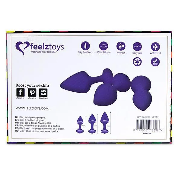 Набор анальных пробок FeelzToys Bibi, 3 шт (фиолетовый)