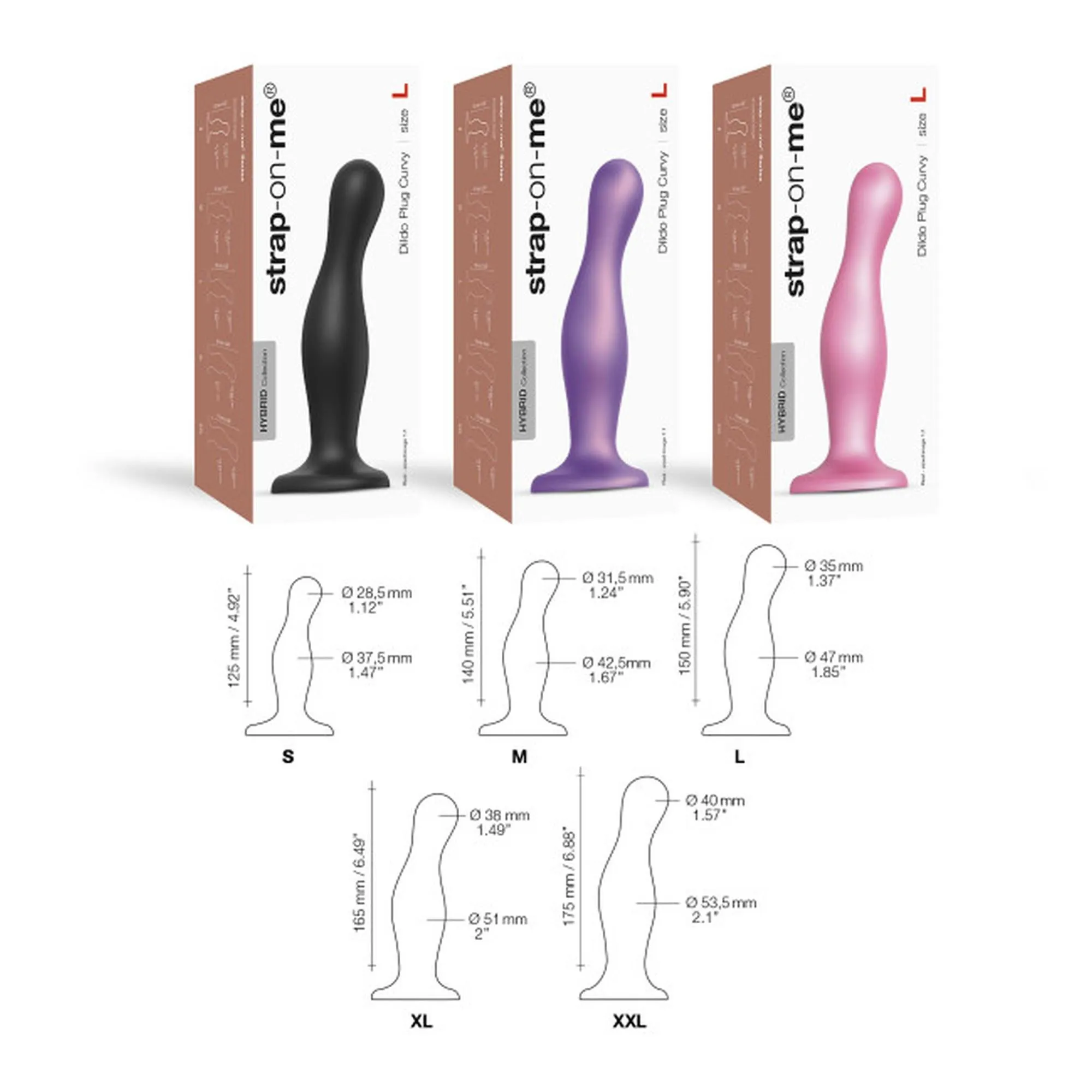 Strap-on-me Curvy -, Czarny, 16.6 cm, XL