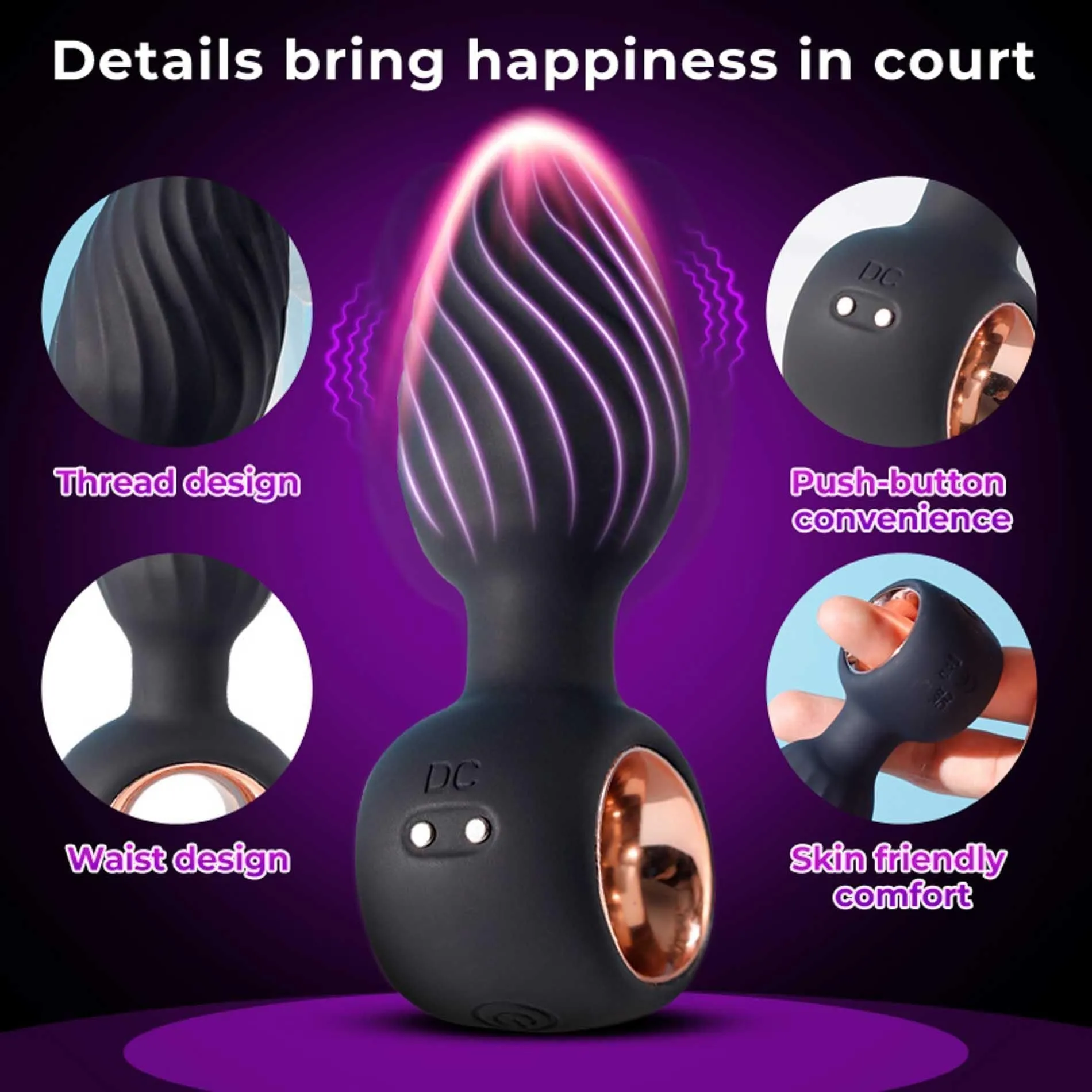 Анальна пробка B - Series Cute Aisi Rotating Plug, 10.9 см (чорний)
