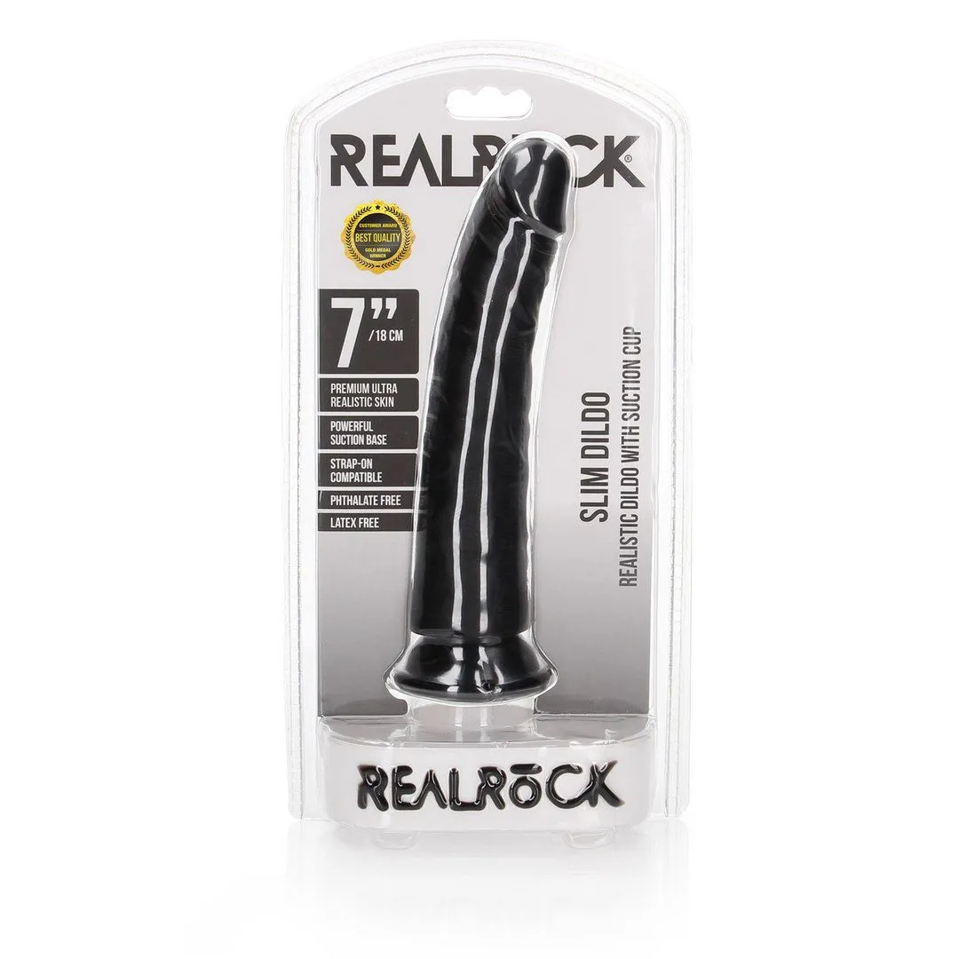 Фаллоимитатор RealRock Slim Realistic 7", 20 см (черный)