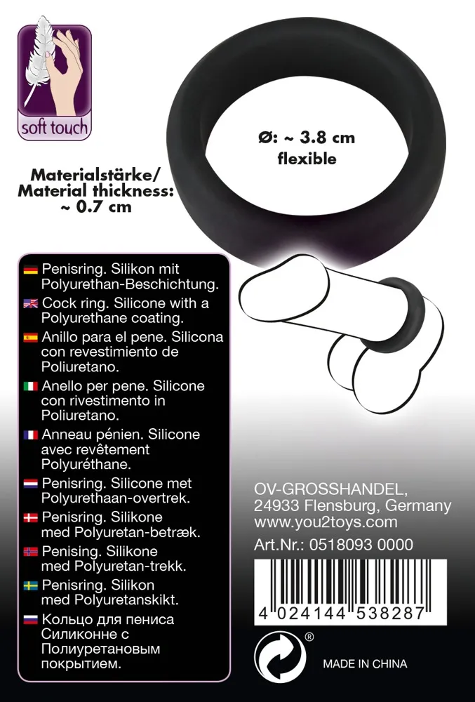 Black Velvets Cock Ring - Pierścień erekcyjny, Czarny