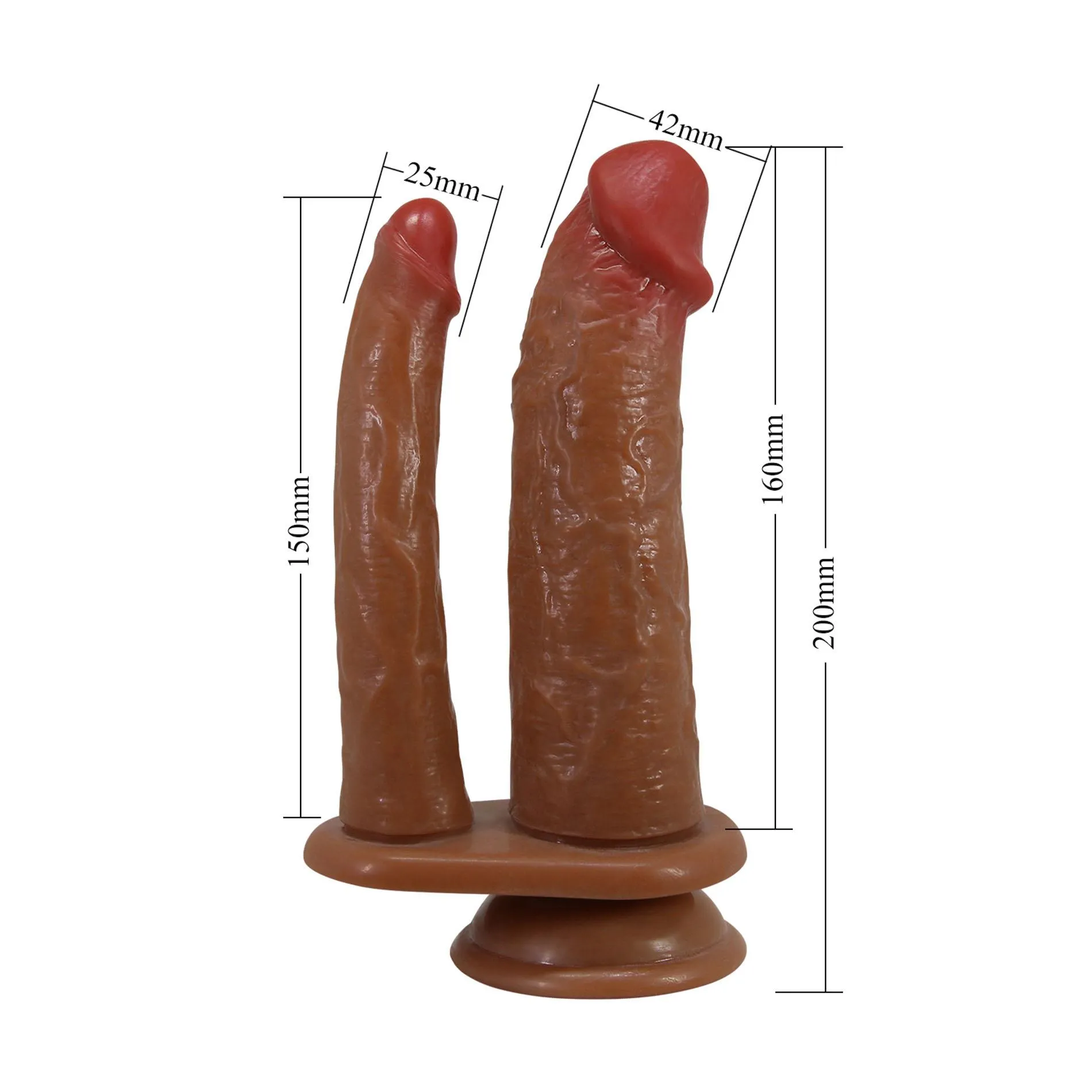Pretty Love Hulbert - Podwójny dildo z wibracjami, Brązowy, 20 cm
