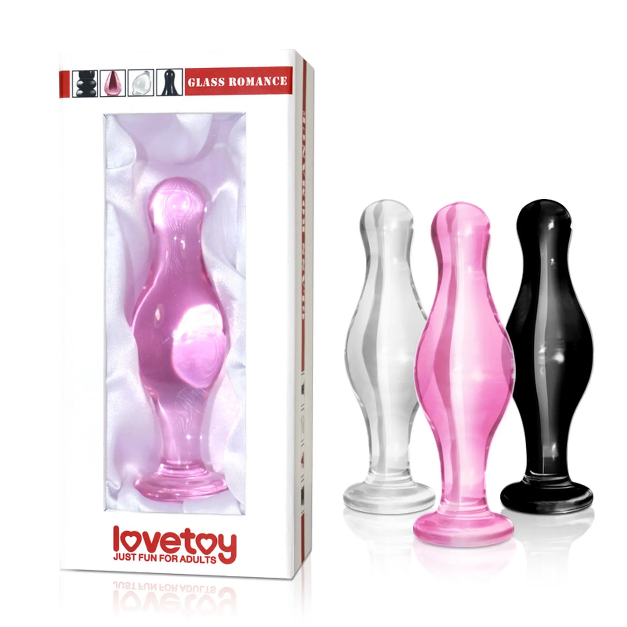 Анальная пробка Love Toy Glass Romance Just Fun 4.5", 11.3 см (черный)