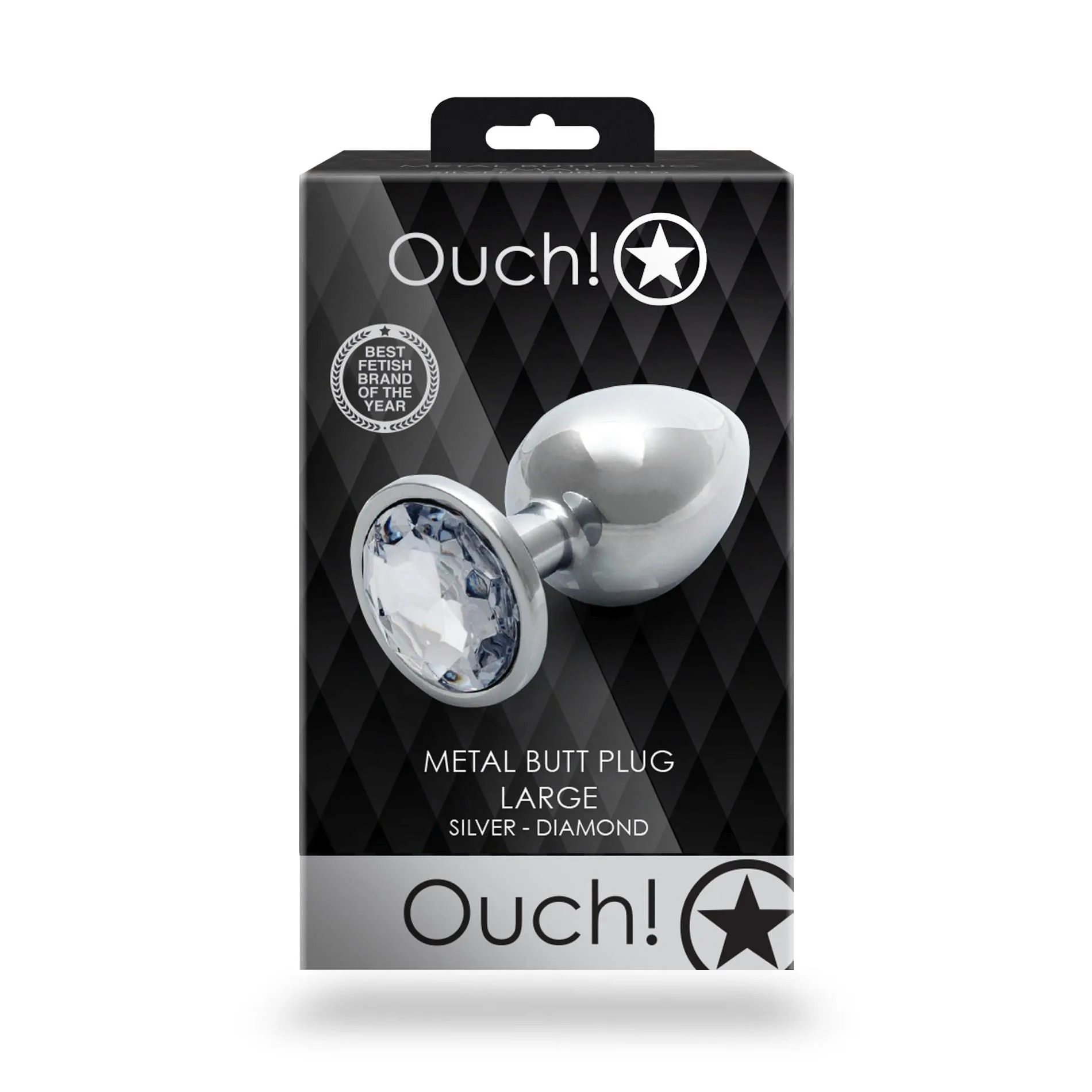 Анальная пробка Ouch! Round Gem L, 8.1 см (прозрачный)
