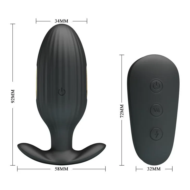 Анальная пробка Pretty Love Electric Shock Massager, 9,2 см (черный)