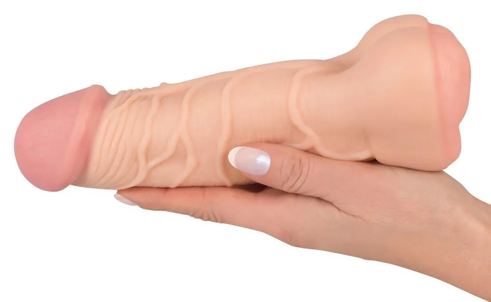 Nature Skin 2in1 Extension - Masturbator, W kolorze cielistym, 21 cm