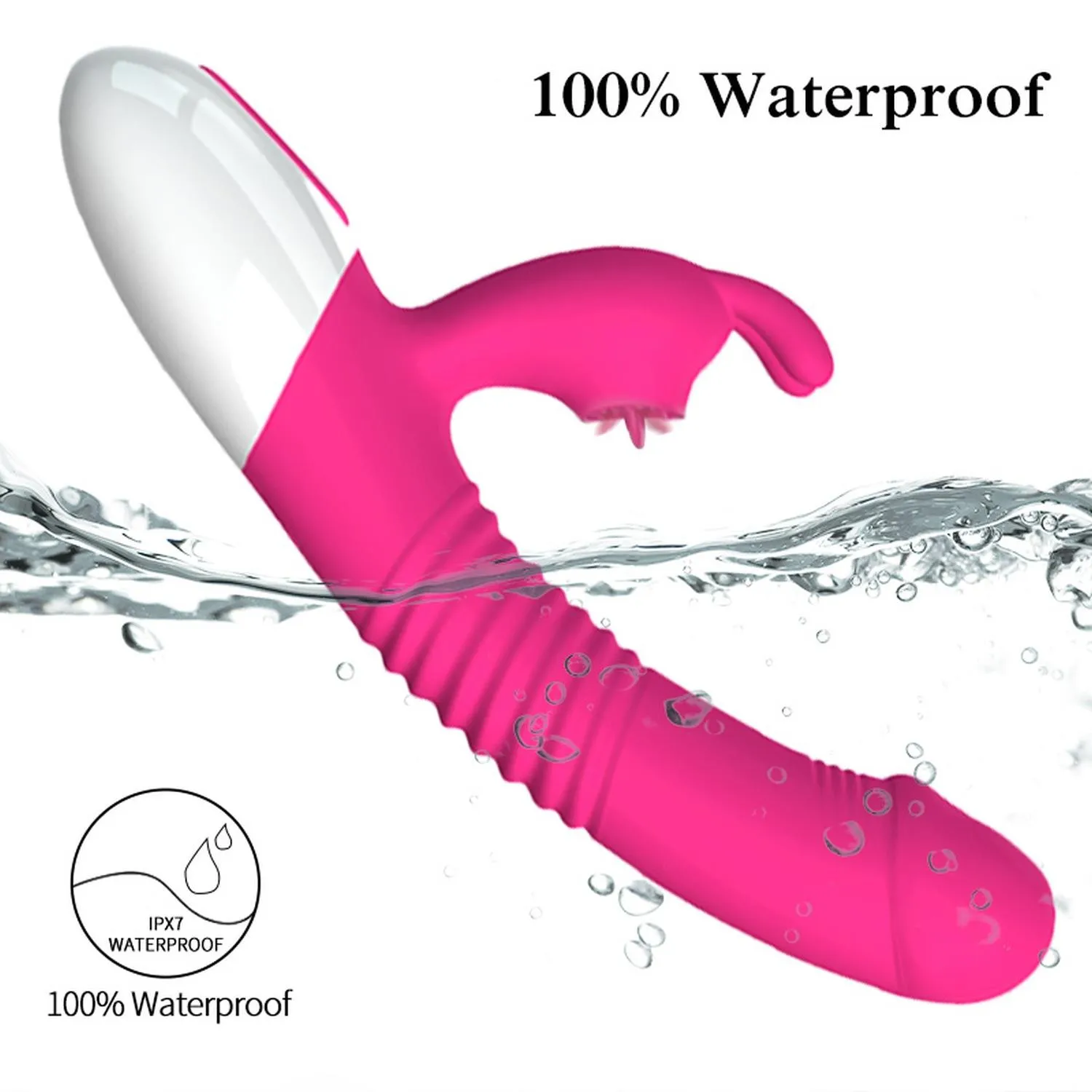 B - Series Fox Silicone Vibrator USB 7 Powerful Licking and Thrusting Modes - Wibrator-królik B -, Różowy, 23.1 cm