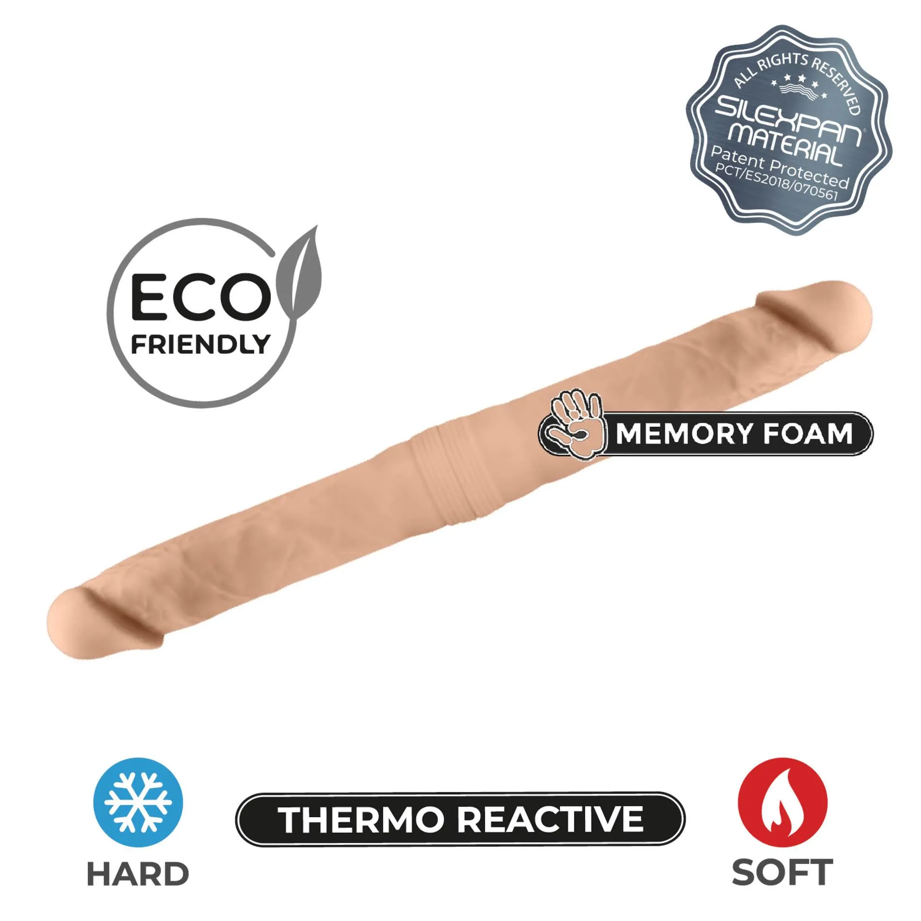 Двухсторонний фаллоимитатор Silexd Dildo-Twins Dildo Flesh S, 38.5 см (телесный)