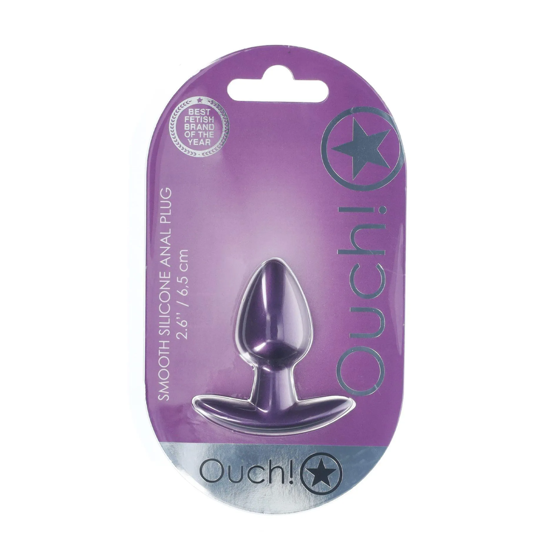 Ouch! Smooth Anal Plug Metallic S - Korek analny, Fioletowy, 6.5 cm, S