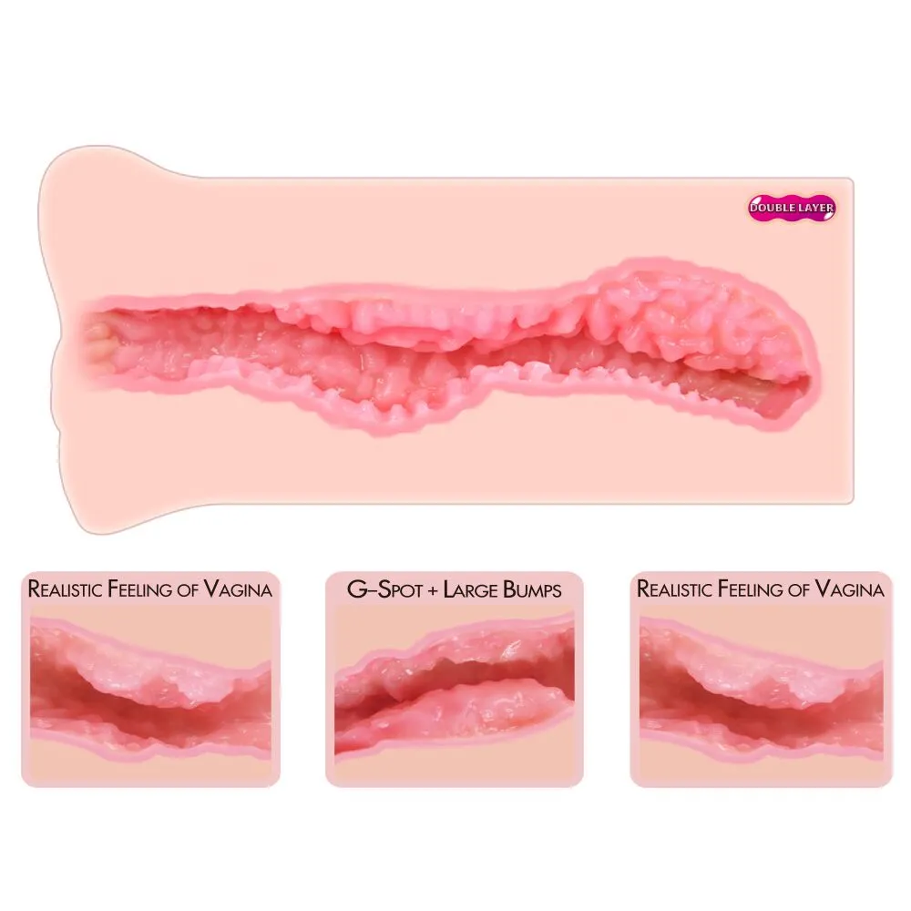 Kokos Nara Double Layer - Masturbator, W kolorze cielistym, 16 cm