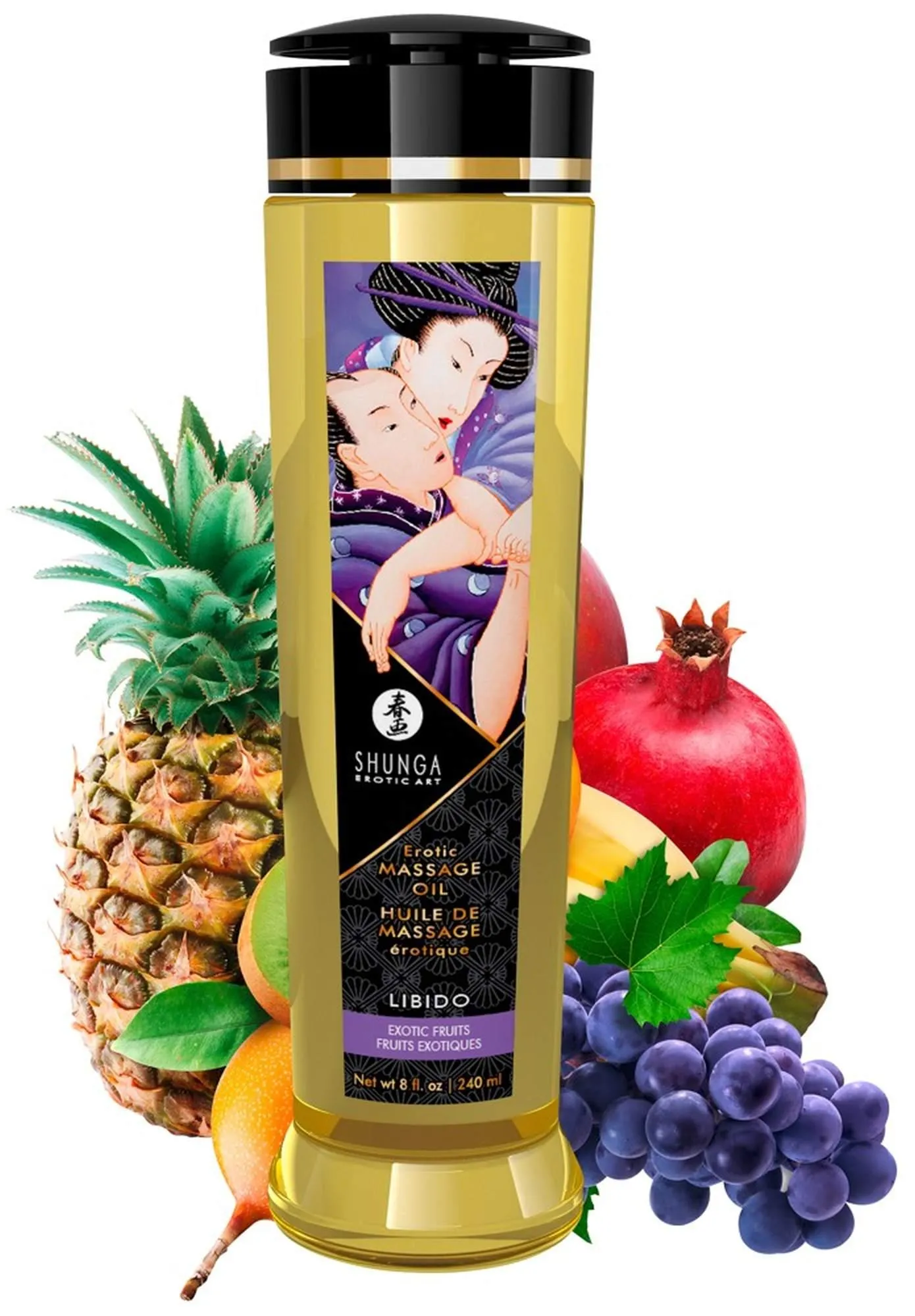 Shunga Libido Exotic Fruits - Olejek do masażu, Przezroczysty, Egzotyczny, 240 ml