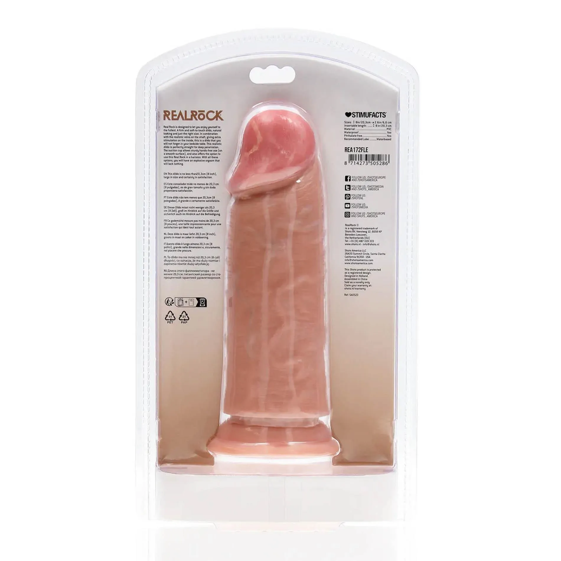 Фалоімітатор RealRock Extra Thick Straight, 20.3 см (тілесний)