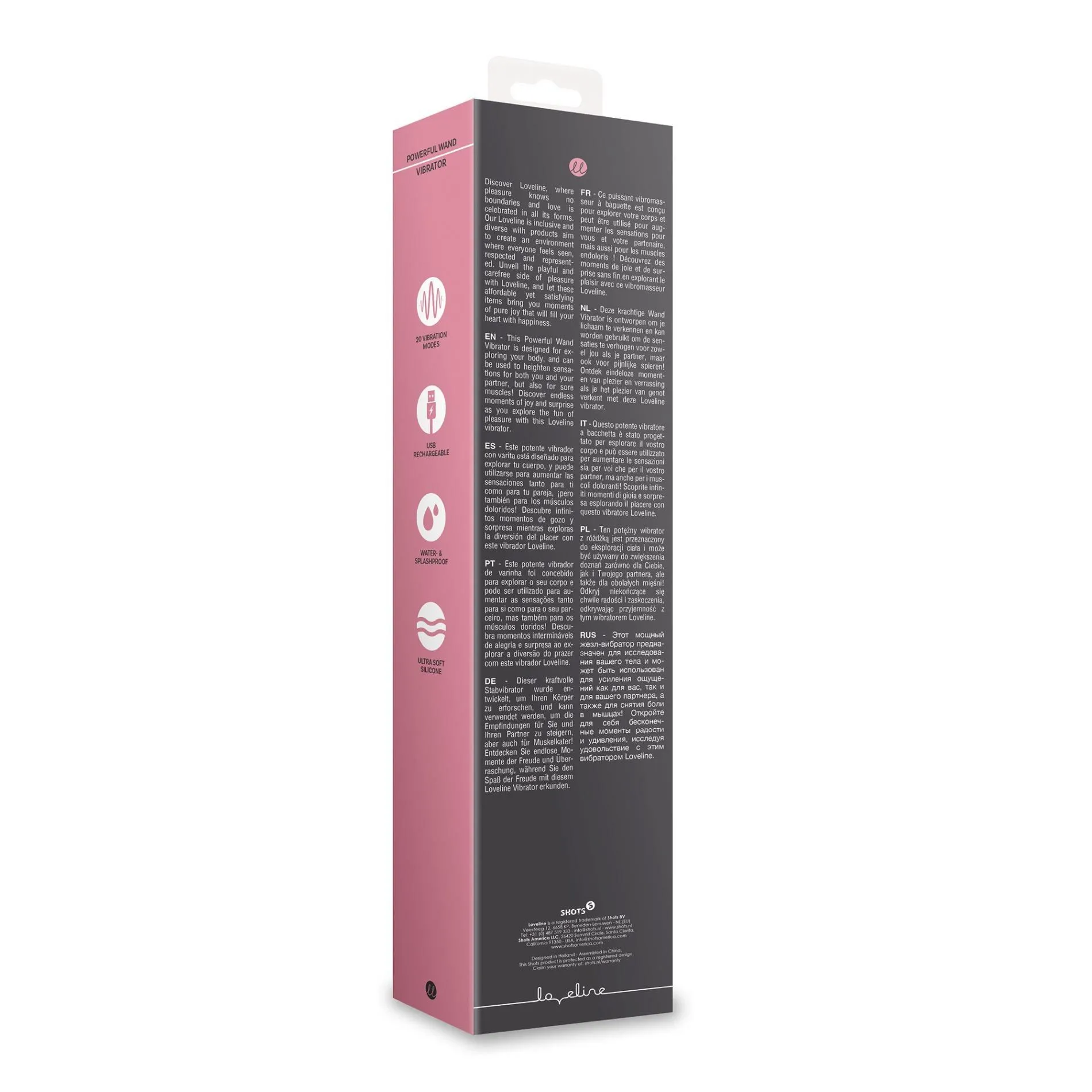 Loveline Powerful Wand - Wibromasażer, Czarny, 30.5 cm