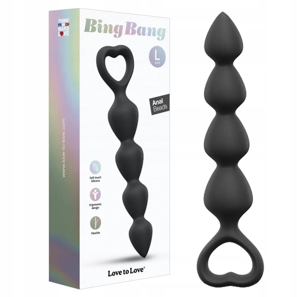 Love to Love Bing Bang L - Koraliki analne, Czarny, 18 cm