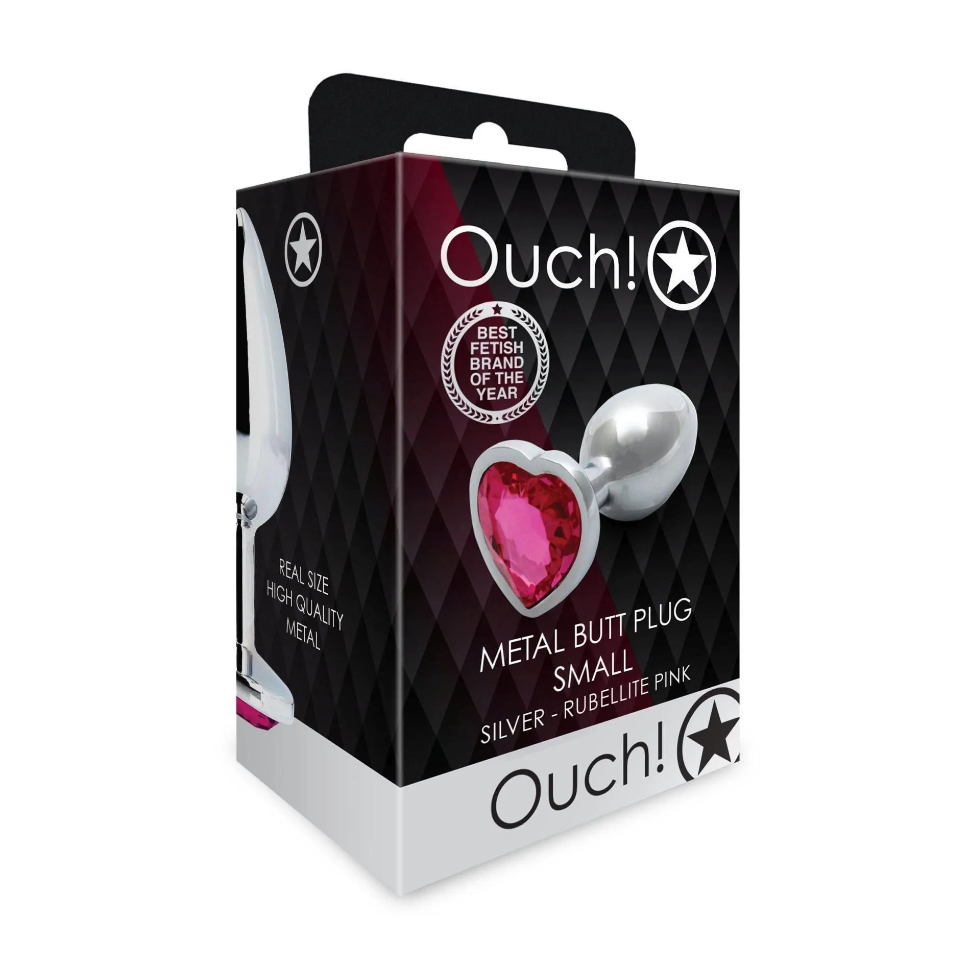 Анальна пробка Ouch! Heart Gem Butt Plug Small, 6.9 см (сріблястий)