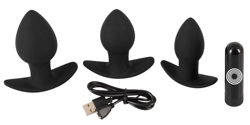 Black Velvets Vibrating Butt plugs in 3 s -, Czarny, 9.7 cm